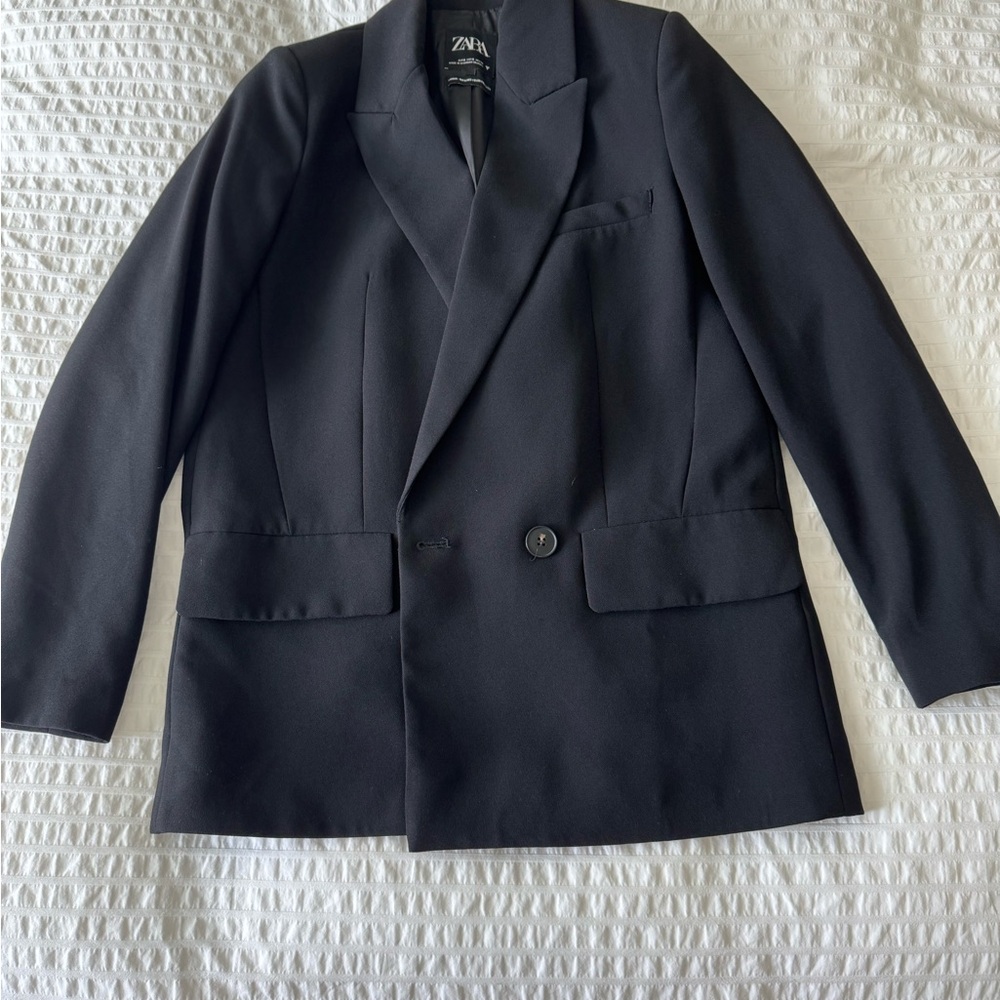 Zara Basic Black Blazer Relaxed Fit S